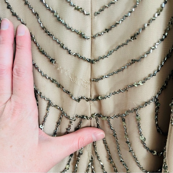 Adrianna Papell Nude Beaded Short Dress - Picture 8 of 9